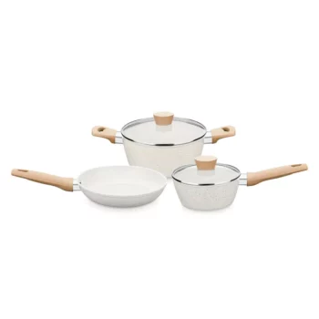 Conjunto de Panelas Antiaderente Carmela Vanilla MTA 3 Peças