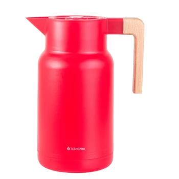 Garrafa Termica Wood Fashion Vermelha 1L - Termopro Glass